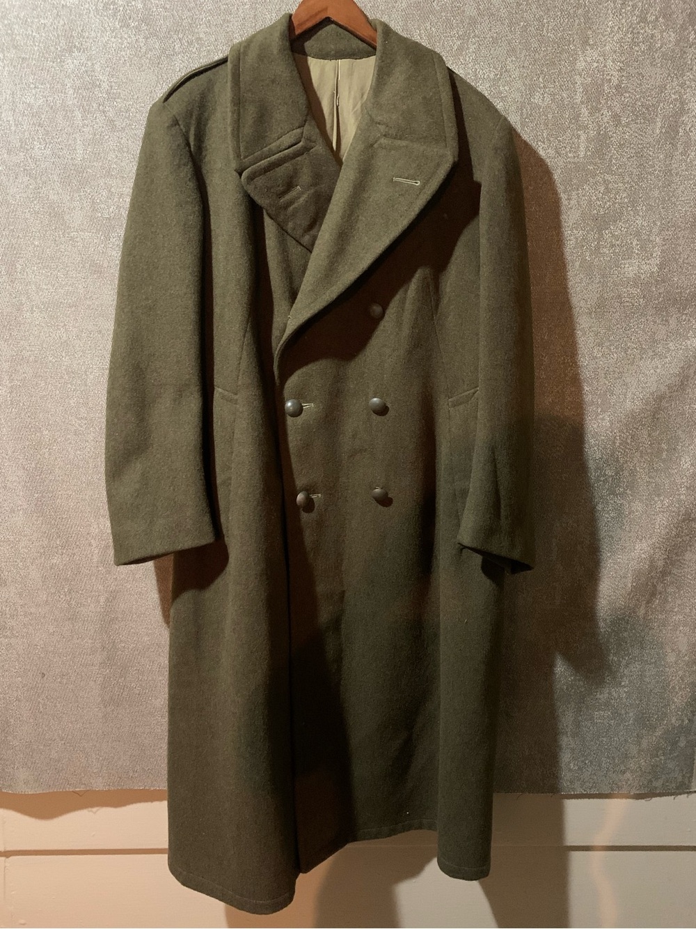 Vintage French Army WWII era Double-Breasted Wool Overcoat